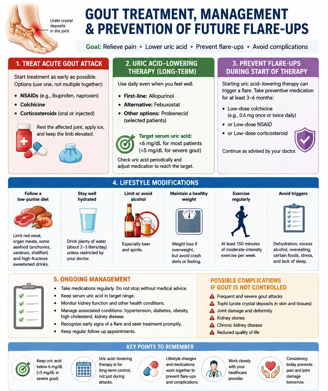 Educate people about gout treatment management and prevention of future flare ups